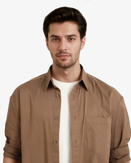 BOXY FIT PLAIN SHIRT LEWI - KHAKI