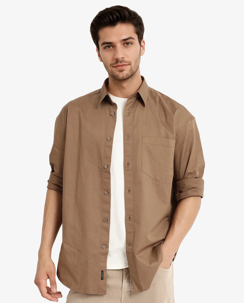 BOXY FIT PLAIN SHIRT LEWI - KHAKI